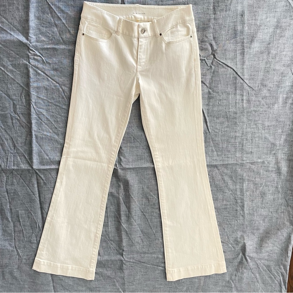 Elie Tahari Adena Cream Flare & Wide Leg Jeans 6 Long